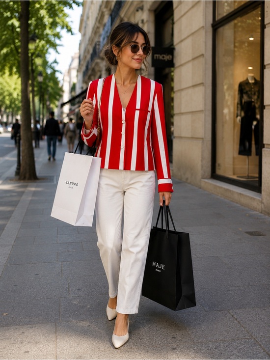 Dior Jackets & Blazers - Christian Dior Silk Red and White Striped Blazer